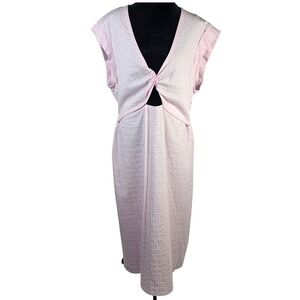 NWTs Derek Lam Pink Gingham Midi Dress Sleeveless V-Neck Twist Front Lined Sz 16